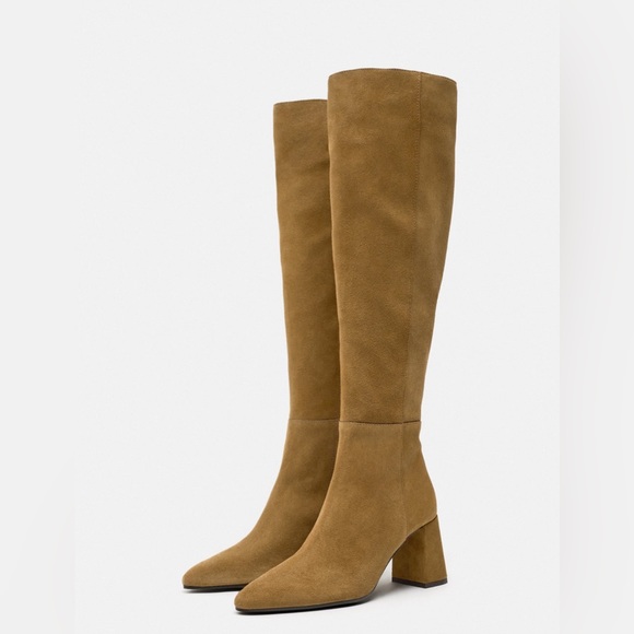 Zara heeled suede boots leather - Picture 1 of 10